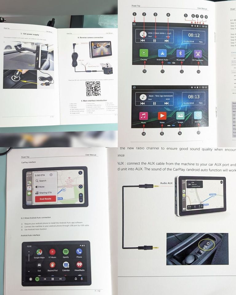 Відеореєстратор 9 дюймів Сенсорний екран. Ламтто РК13. Бездротовий CarPlay, Андроїд. Фронтальна камера 1080P. Код:null. Изображение 4