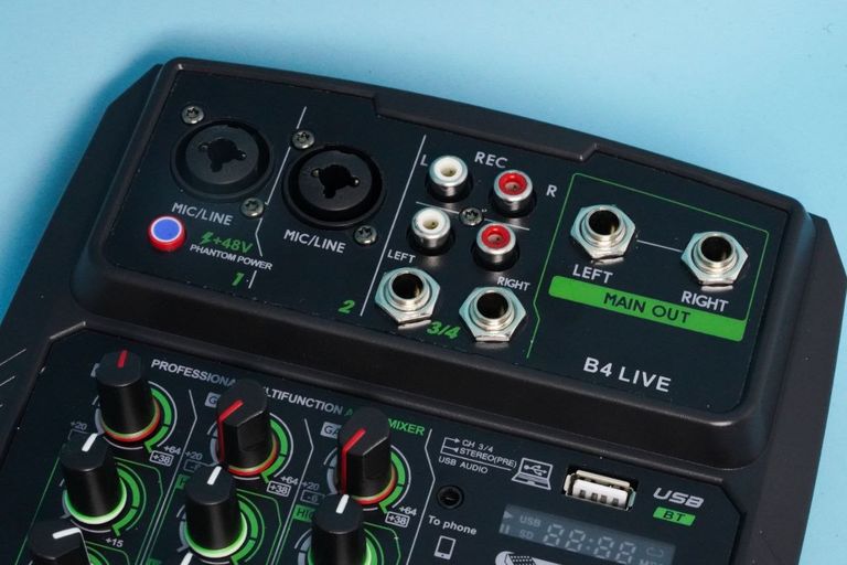 Оголошення Акція! Аудіоінтерфейсний мікшер 4-канальний бездротовий Bluetooth USB мікшерний пульт MP3 саундборд 48V фантомне живлення пряма  Б/У