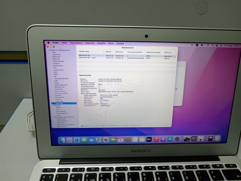 Apple macbook air 11" a 1465 core i5 1,6ghz/ram 4 gb/ssd 256 gb /hd graphics 6000 Код:01-200802765. Зображення 5