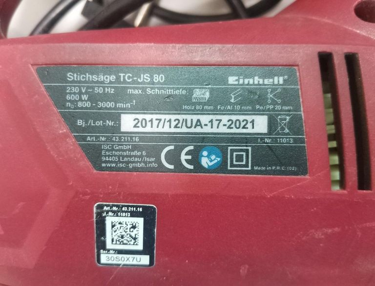 Оголошення Einhell TC-JS 80 Б/У