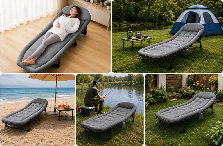 Folding bed з регулюванням спинки 180х65х30 см Сірий / Розкладне ліжко з ніжками/розкладачка Код:null. Изображение 4