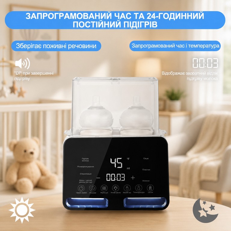 Warmer-sterilizer на 2 пляшечки цифровий з таймером Код:null. Зображення 5