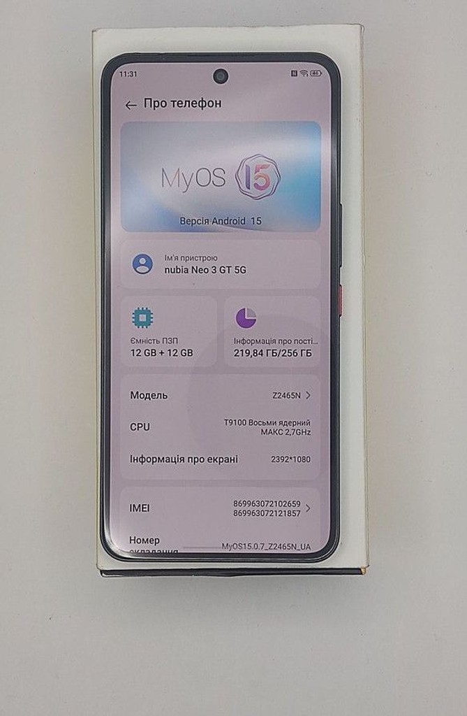 Оголошення Zte Nubia Neo 3 GT 5G 12/256GB Gray Б/У