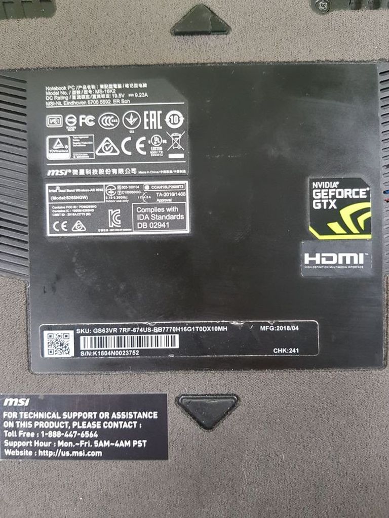 Msi 15/core i7 7700hq ddr3/16gb ddr4/hdd 1000 gb/ssd 120 gb/geforce gtx1060 6gb Код:01-200521000. Зображення 12