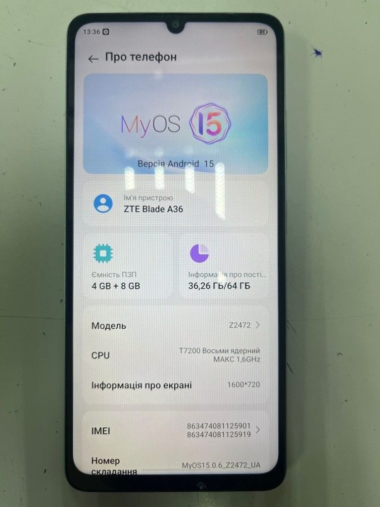 Дешево Zte Blade A36 4/64GB Green з ломбарду