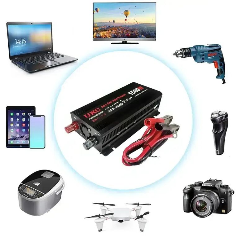 Оголошення UKS 1500 Вт, 12–220 В, 2×USB, чистый синус / Инвертор для котла и техники Б/У