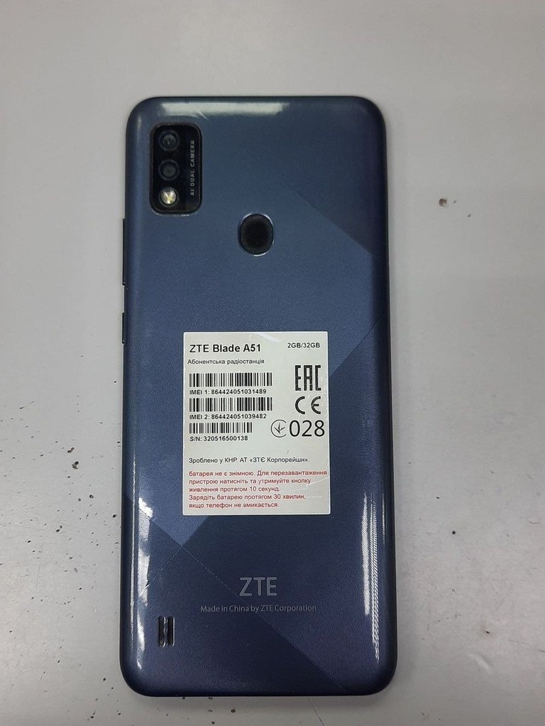 Оголошення Zte Blade A51 2/32GB Blue Б/У