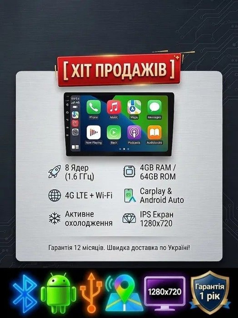 Купити Android з CarPlay 2/32Gb з рамкою під Toyota Volkswagen Skoda Hyundai Kia Mitsubishi Ford Opel Nissan Renault Honda Su Б/У