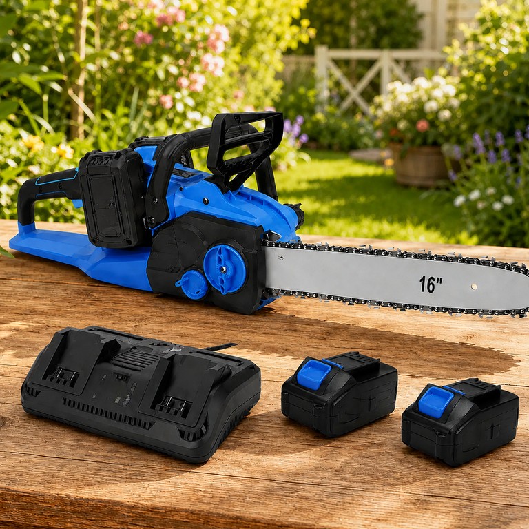 Купить Chain saw 16" + 2АКБ (з обох сторін) Синя Б/У