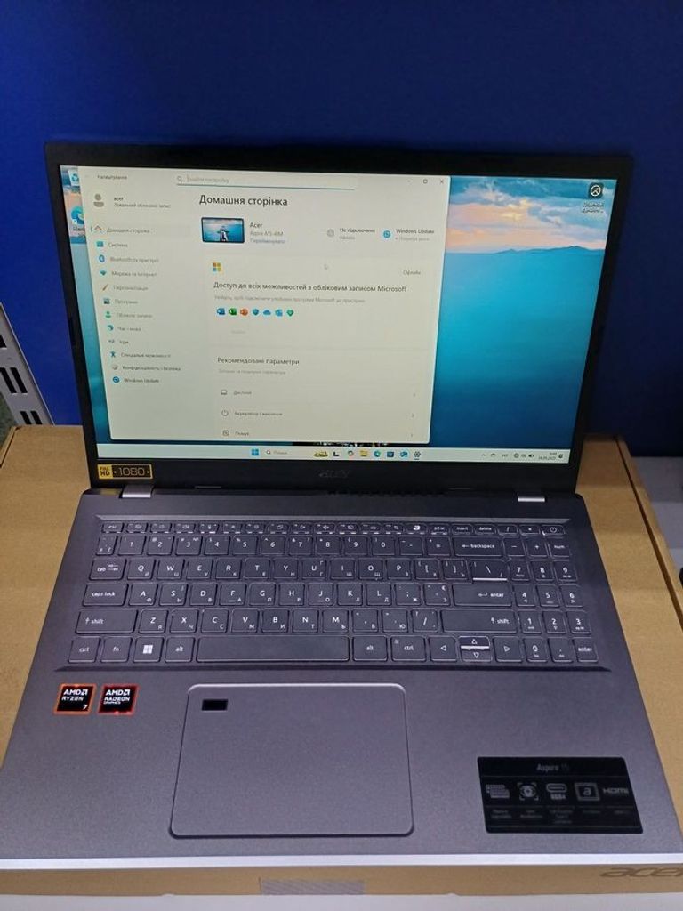 Объявление Acer 15/ryzen 7 8840hs ddr5/16gb ddr5/hdd *відсутній/ssd 512 gb/amd radeon 780m Б/У