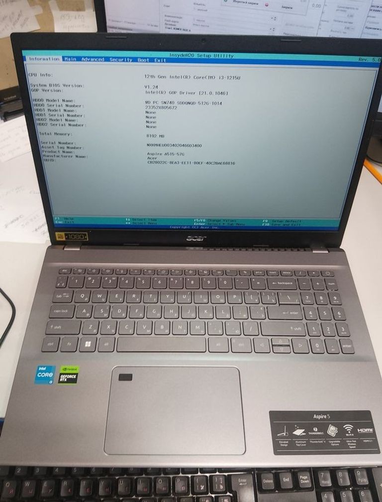 Дешево Acer 15/core i3-1215u ddr5/8gb ddr4/hdd *відсутній/ssd 512 gb/geforce rtx2050 4gb з ломбарду