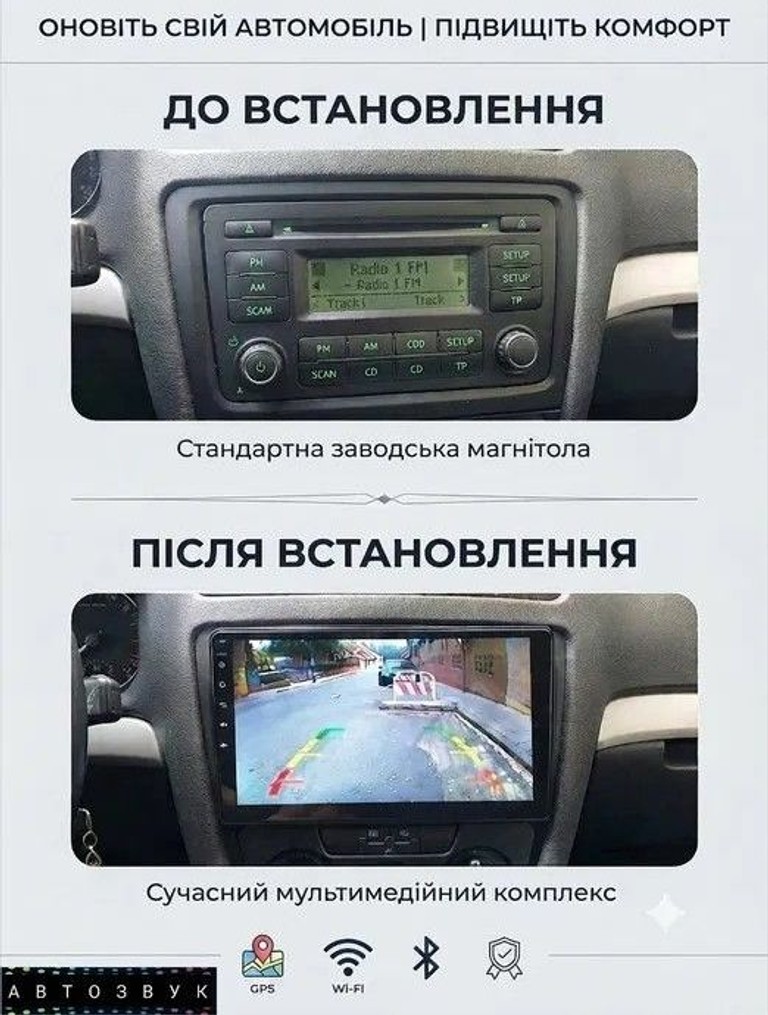 Android з CarPlay 2/32Gb з рамкою під Toyota Volkswagen Skoda Hyundai Kia Mitsubishi Ford Opel Nissan Renault Honda Su Код:null. Зображення 4
