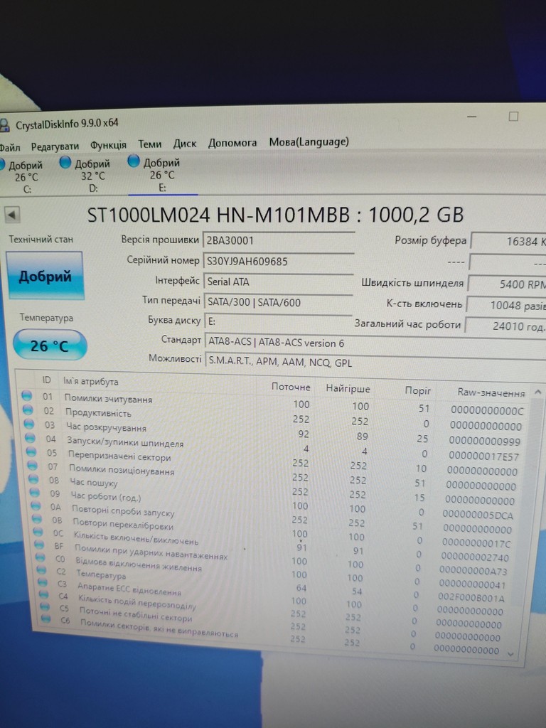 Оголошення Seagate spinpoint m8 st1000lm024 1tb Б/У