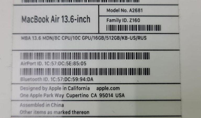 Apple macbook air 13,6" m2 2022 Код:01-200553016. Зображення 13