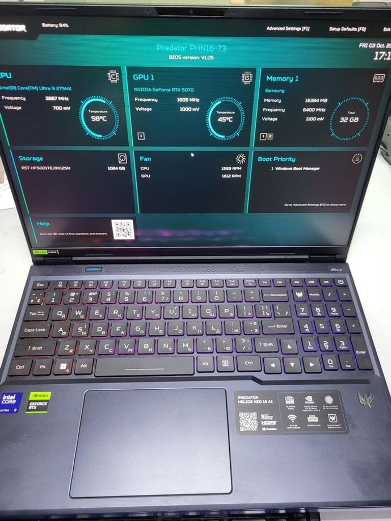 Дешево Acer predator helios neo 16 ai phn16-73-97uz abyssal з ломбарду