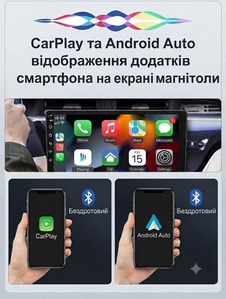 Дешево Android з CarPlay 2/32Gb з рамкою під Toyota Volkswagen Skoda Hyundai Kia Mitsubishi Ford Opel Nissan Renault Honda Su з ломбарду