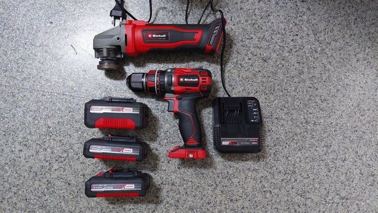 Купити Einhell tp-cd 18/50 li-i bl + te-ag 18/125-2 li + 2акб 2.0ah + 1акб 4.0ah + зп Б/У