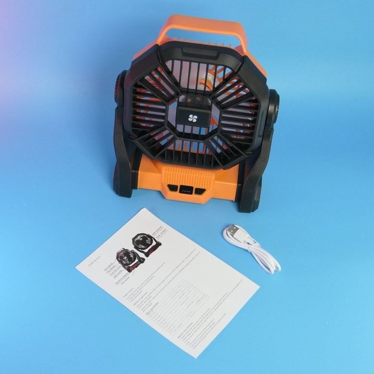 Дешево Вентилятор портативний акумуляторний зі світлодіодним ліхтарем GLOGLOW, для кемпінгу, для намету, для пікніка на відкритому пові з ломбарду