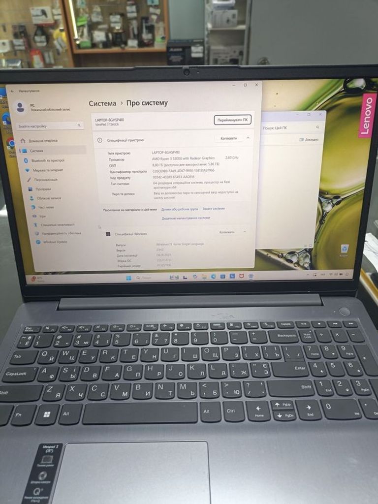 Купити Lenovo єкр. 15,6/ amd ryzen 3 5300u 2,6ghz/ ram8gb/ ssd256gb/ amd graphics Б/У