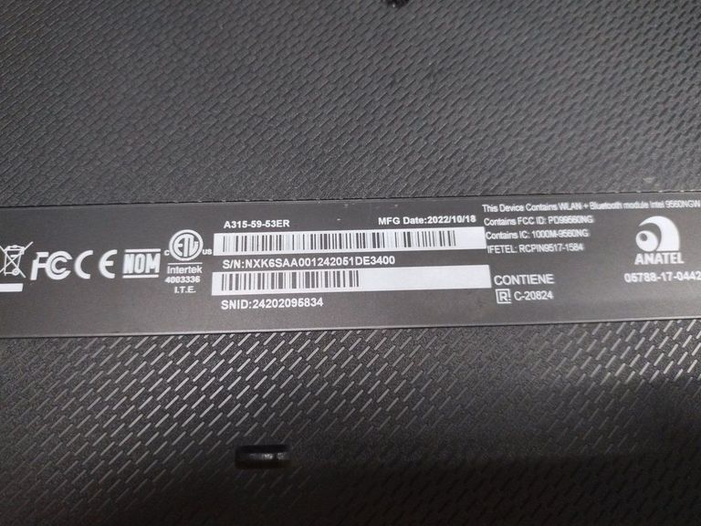 Розпродаж Acer 15/core i5-1235u ddr5/8gb ddr5/hdd *відсутній/ssd 256 gb/*інтегрована, продавець Техноскарб