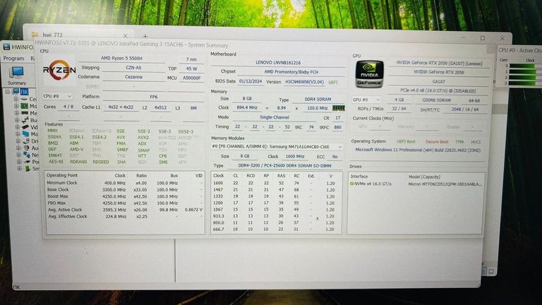 Купить Lenovo 15/ryzen 5 5500u ddr4/8gb ddr4/hdd *відсутній/ssd 512 gb/geforce rtx2050 4gb Б/У