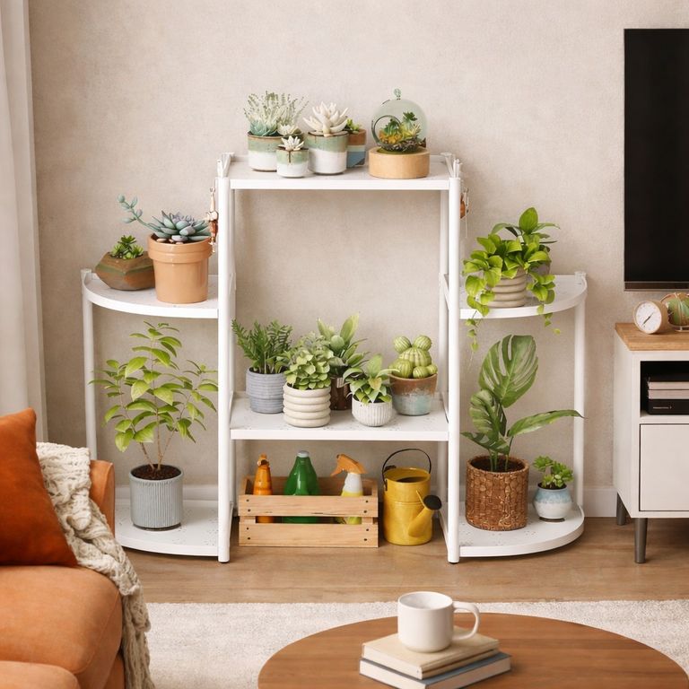 Купить багатоярусна ступінчаста підставка для квітів, біла Б/У