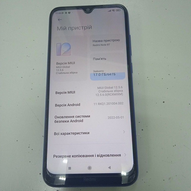 Объявление Xiaomi Redmi Note 8T 4/64GB Blue Б/У