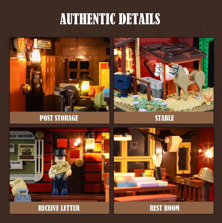 Акція! Іграшка-будівельний блок із серії Funwhole Western, західне поштове відділення зі світлодіодним освітленням. Нове. Код:null. Зображення 8