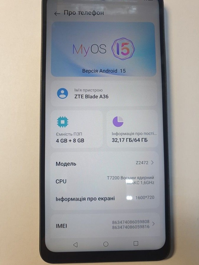 Купить Zte Blade A36 4/64GB Green Б/У