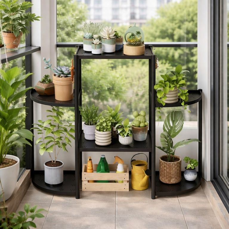 Купить Багатоярусна ступінчаста підставка для квітів /Чорна Б/У