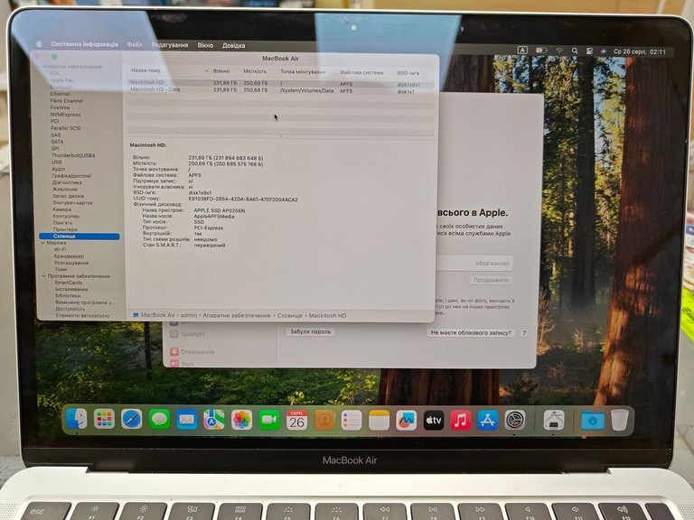 Apple macbook air 13" 2020 a2179 core i3 1,1ghz/ram8gb/ssd256gb/intel iris plus graphics Код:01-201090565. Зображення 7