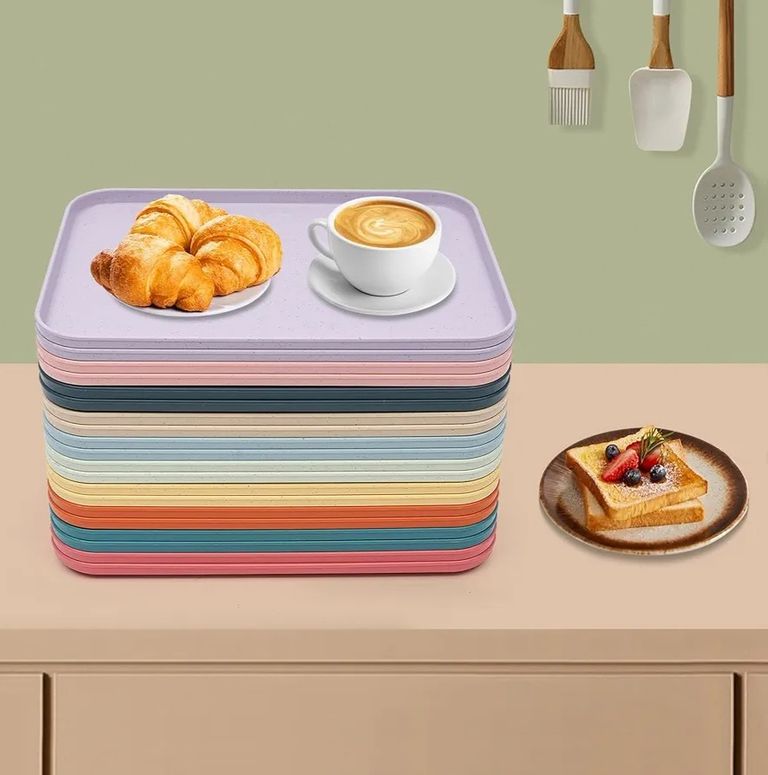 Набір із 20 сервірувальних підносів, пластикові підноси, барвисті 10 кольорів, нековзний піднос. Новий. Код:null. Зображення 12