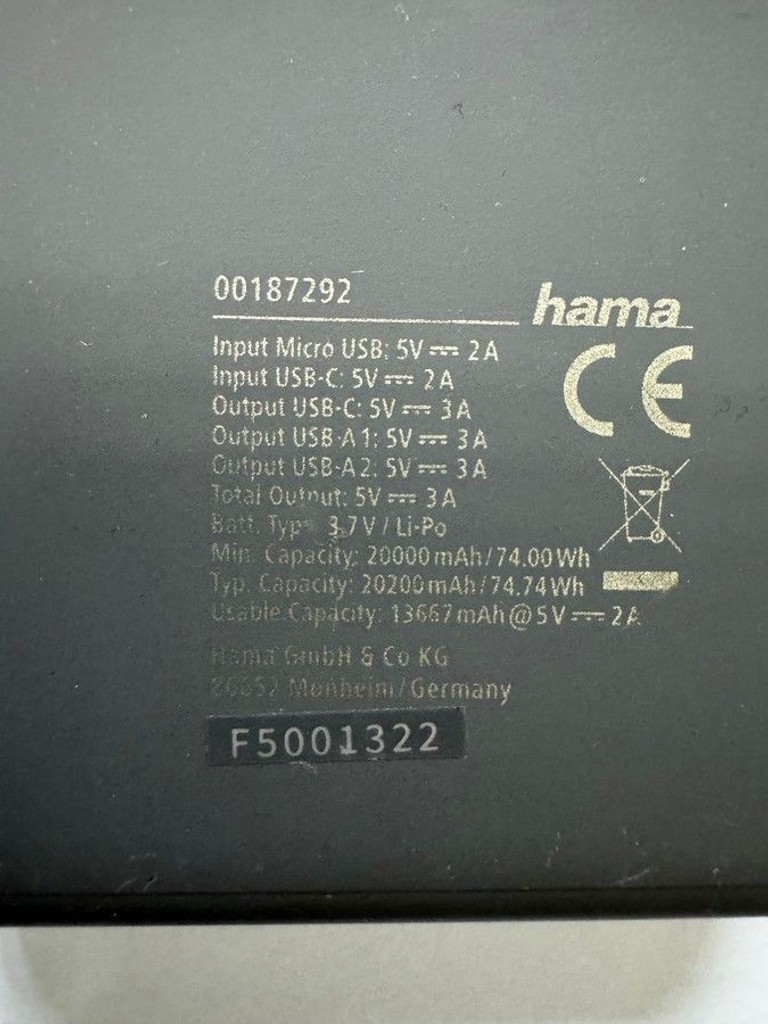 Объявление Hama supreme 20hd 20000mah Б/У
