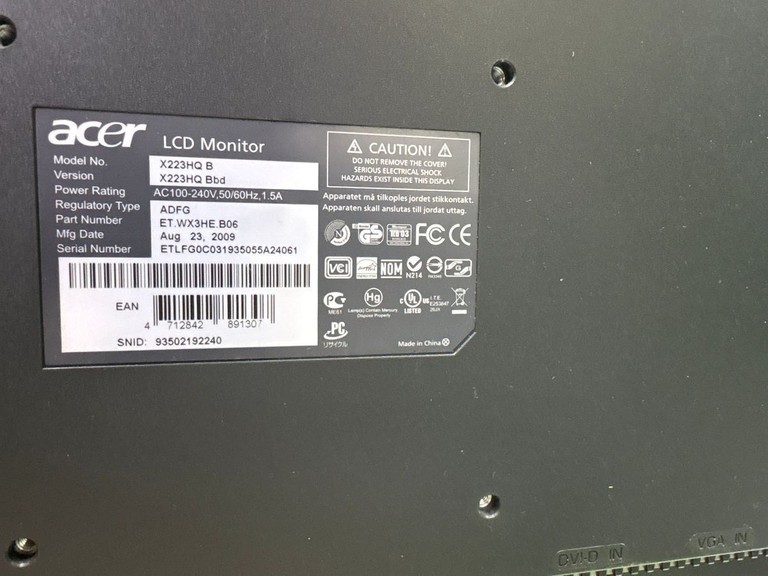 Оголошення Acer x223hq Б/У