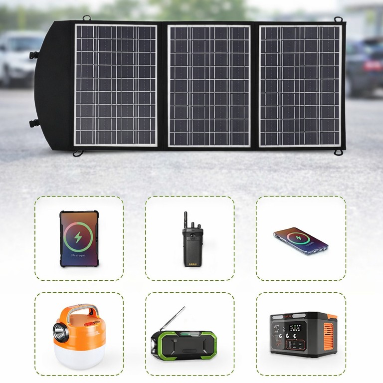 Складна Сонячна Панель 100w / Портативна сонячна панель на 3 секції USB 100W Код:null. Зображення 6