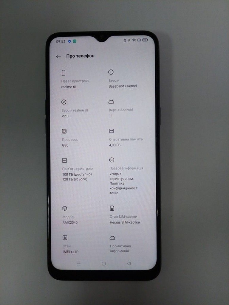 Оголошення Realme 6i 4/128GB White Б/У