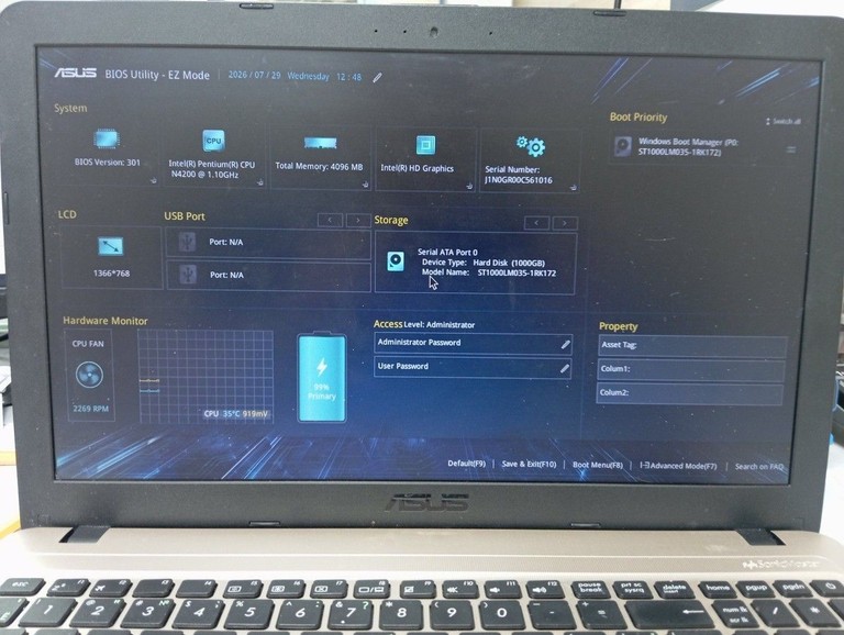 Розпродаж Asus 15/pentium n4200 ddr3/4gb ddr2/hdd 1000 gb/ssd *відсутній/*інтегрована, продавець Техноскарб