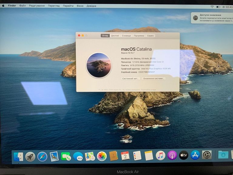 Купить Apple macbook air 13" 2020 a2179 core i3 1,1ghz/ram8gb/ssd256gb/intel iris plus graphics Б/У