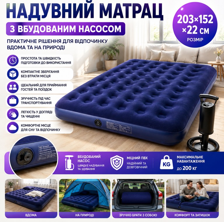 203х152х22см, Синій Код:null. Изображение 10