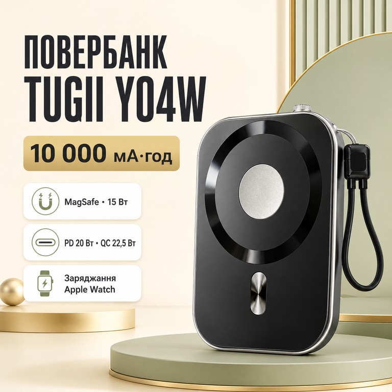 Купити TUGII Y04W 10000мАч PD 20Вт QC 22,5Вт 38Вт*ч 3 в 1 Б/У
