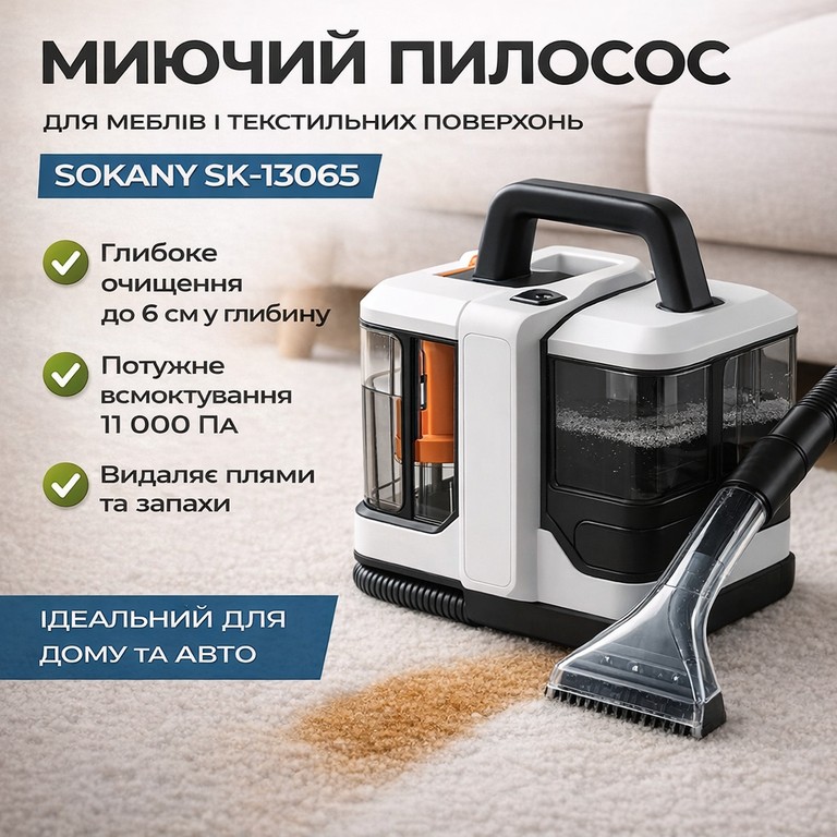 Купити Компактний миючий пилосос для килимів, текстилю, меблів та автомобіля Б/У