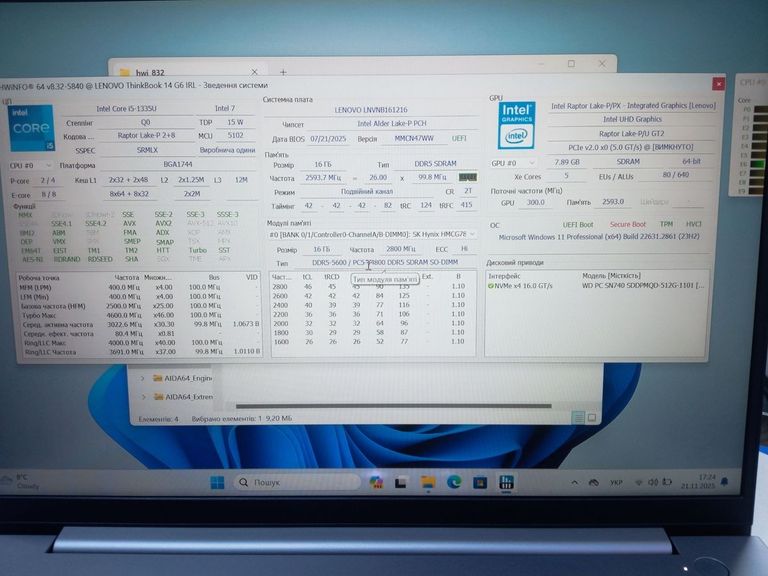 Lenovo 14/core i5-1335u ddr5/16gb ddr5/hdd *відсутній/ssd 512 gb/*інтегрована Код:01-200794137. Изображение 5