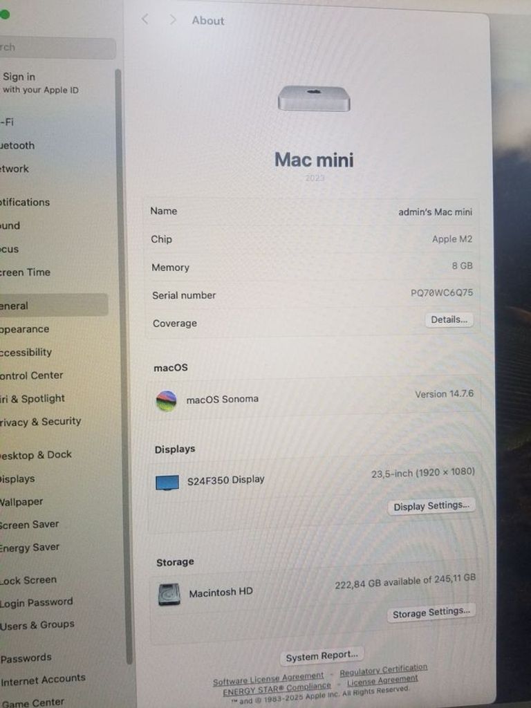 Apple mac mini a2686 mmfj3 m2/8core/ram 8gb/ssd256gb Код:01-200603221. Изображение 9