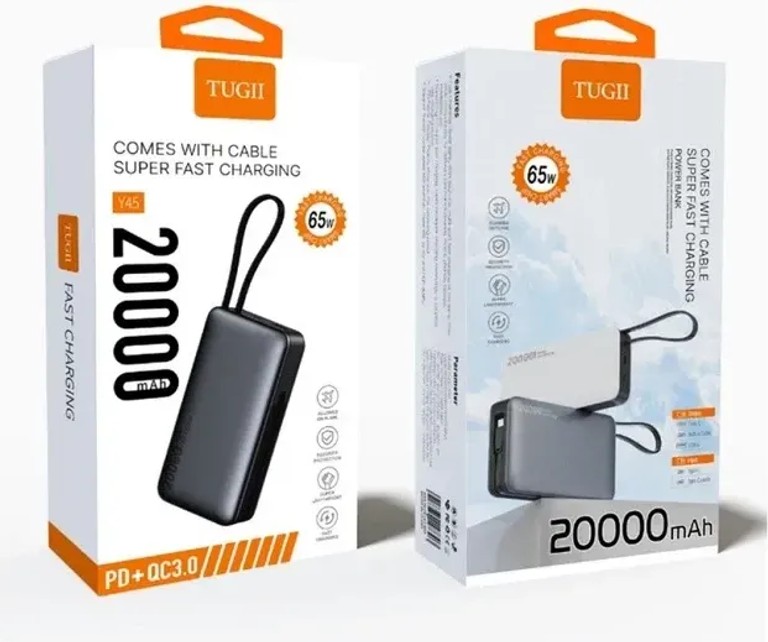 Дешево TUGII Y45 20000мАч PD 65Вт QC 22,5Вт з ломбарду