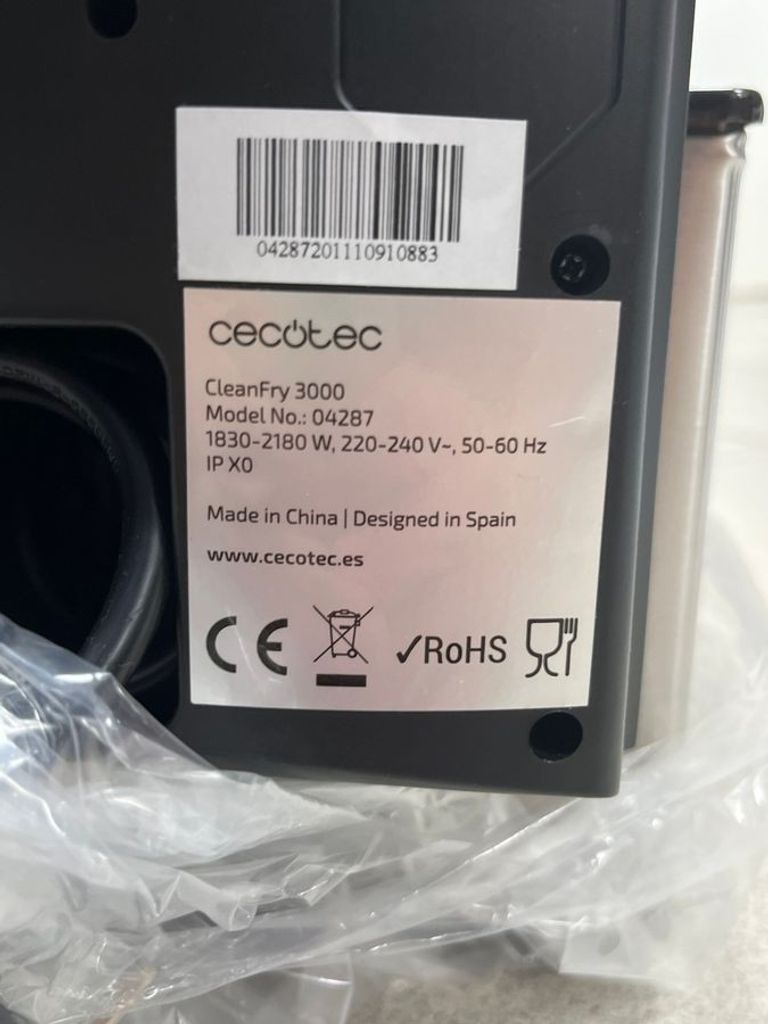 Cecotec cleanfry infinity 3000 Код:01-200509940. Изображение 5