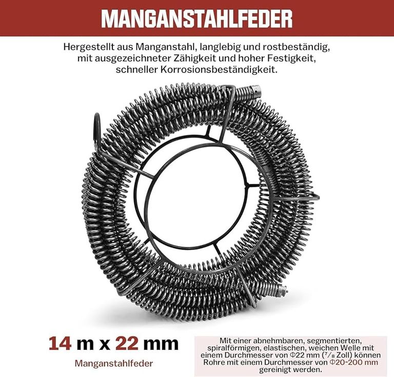 каналізації 850 Вт, діаметр 28 м, 14,5 м Ø 16 мм, спіраль 5 м Ø 10 мм для труб Ø 20-200 мм, 12 голово Код:null. Зображення 5