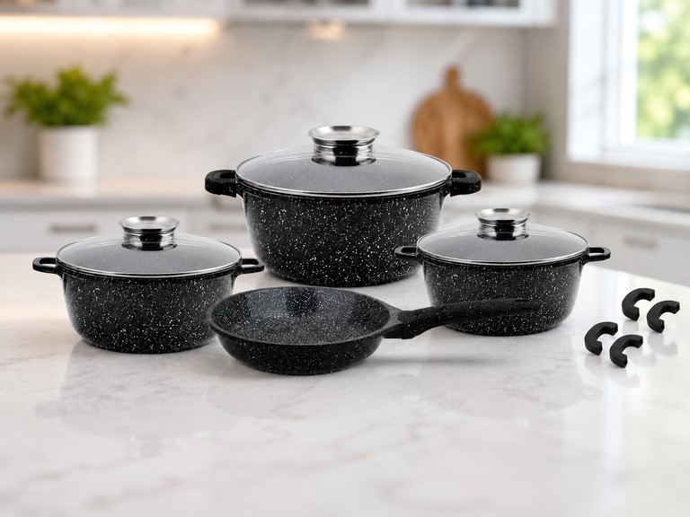 Оголошення Top Kitchen TK-00076 з антипригарним покриттям 7 предметів + 6 силіконових прихваток Б/У