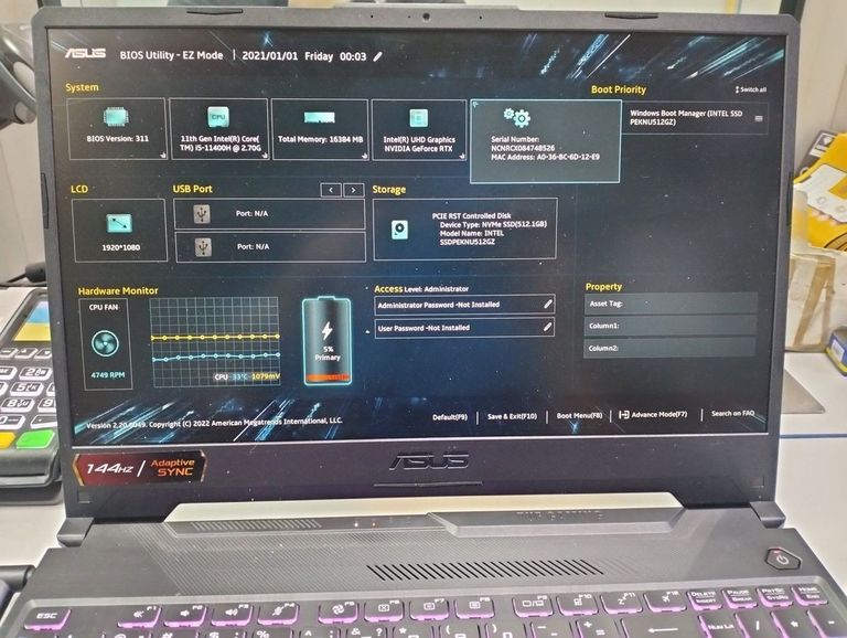 Купить Asus 15/core i5-11400h ddr4/16gb ddr4/hdd *відсутній/ssd 512 gb/geforce rtx3050ti 4gb Б/У