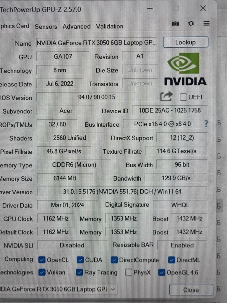 Acer 15/ryzen 5 7535hs ddr5/16gb ddr5/hdd *відсутній/ssd 512 gb/geforce rtx3050 6gb Код:01-200825480. Изображение 8