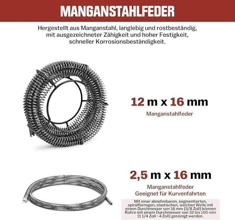 каналізації 850 Вт, діаметр 28 м, 14,5 м Ø 16 мм, спіраль 5 м Ø 10 мм для труб Ø 20-200 мм, 12 голово Код:null. Зображення 6